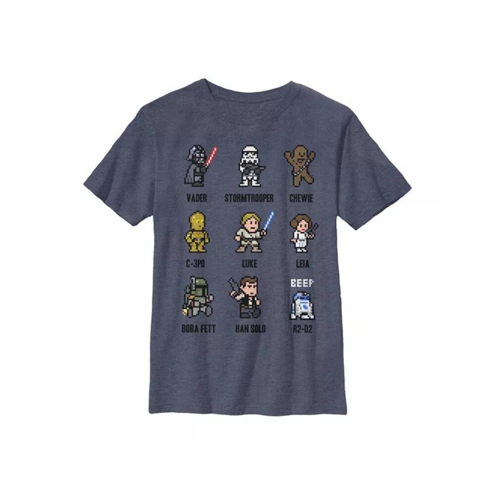 Disney LucasFilm Boy's Star Wars Pixel Character Guide Child T-Shirt